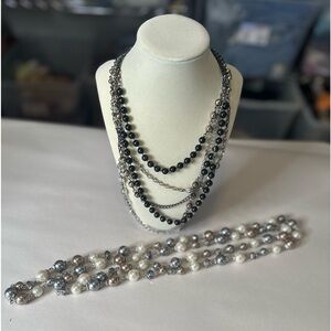 2 Beaded Necklaces Faux Pearl